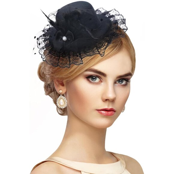 Girls Mini Fascinator 6 Pack Vintage Tea Derby Clip-On Hair Accessories - Picture 8 of 8